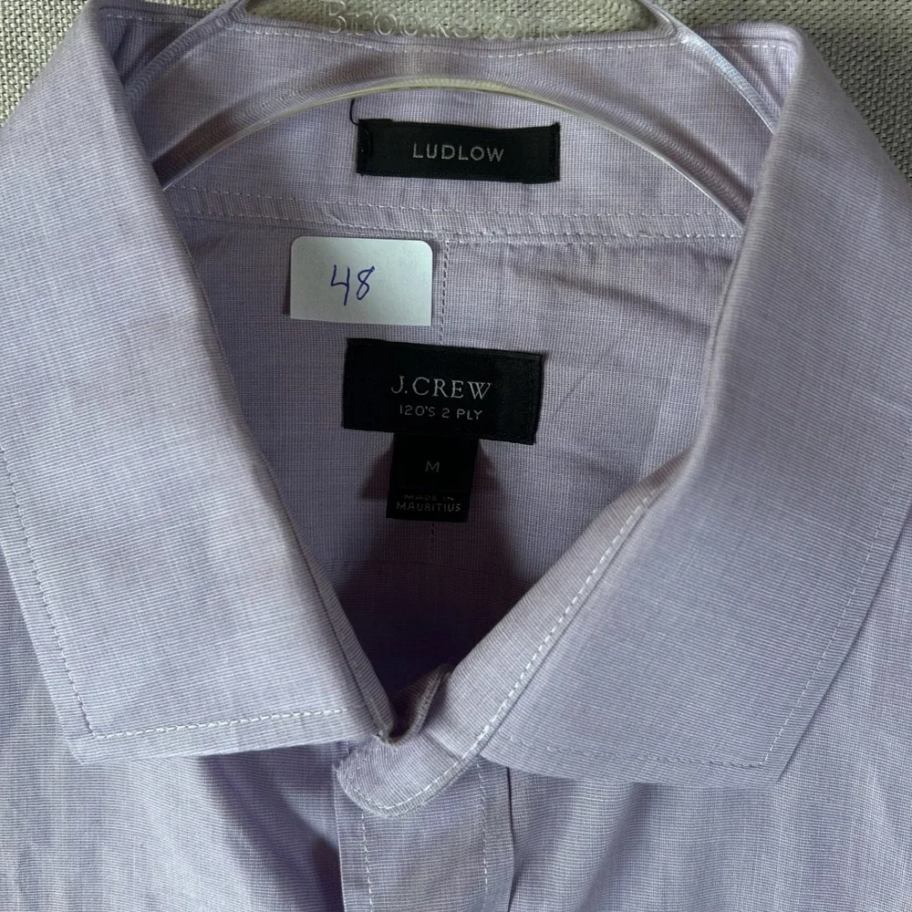 J.Crew Ludlow Dress Shirt Men Medium Purple 120s 2-Ply Cotton Button Down Pocket